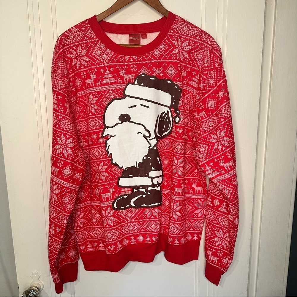 Peanuts Snoopy Red Snowflake Holiday Sweatshirt 2X